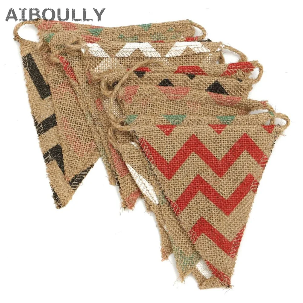 15 флагов длиной 280 см трехугольные волнистые флажки баннеры джутовые флаги из