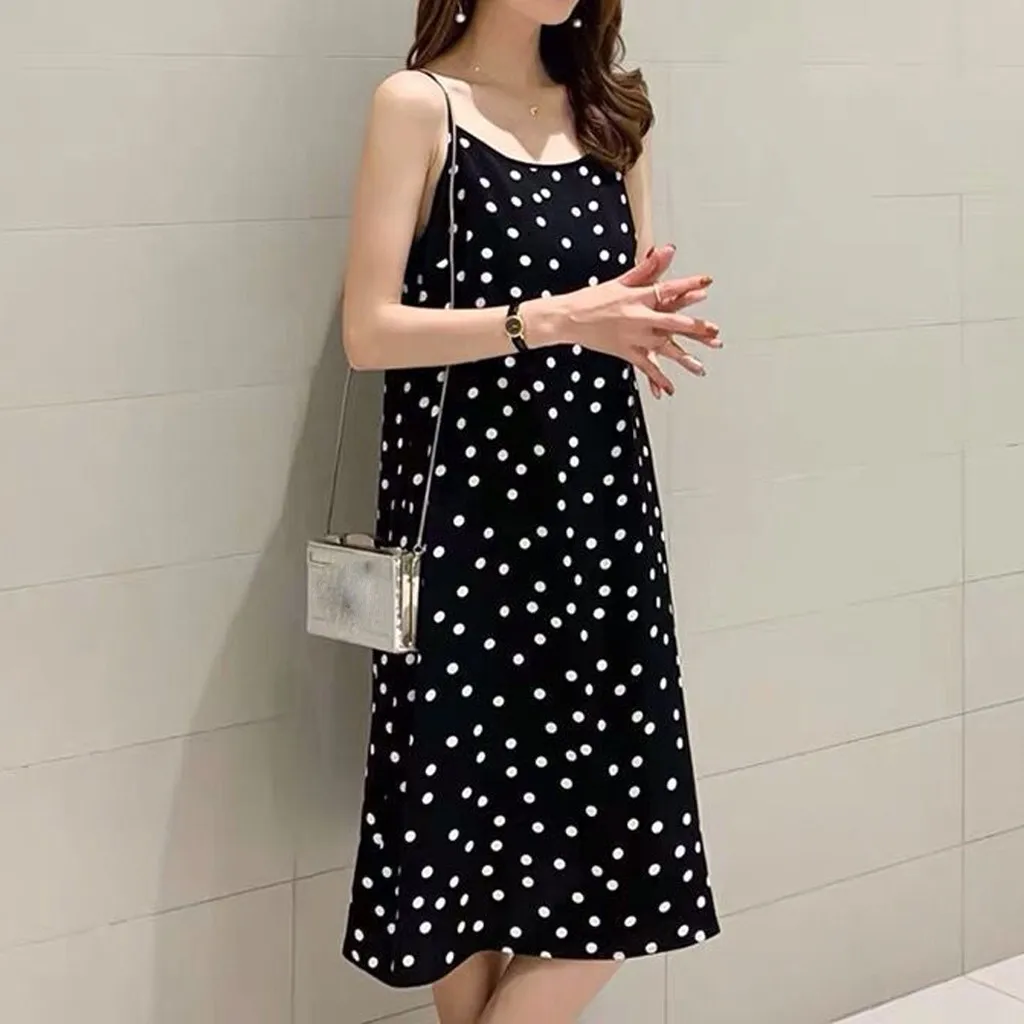 Платье женское в горошек повседневная Милая Элегантная кофта без рукавов разные