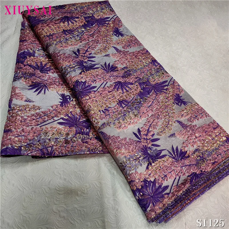 

Latest Jacquard Fabric Brocade Lace Selling African Tulle Net Lace Fabric Brocade Fabric for Nigerian Wedding S1125