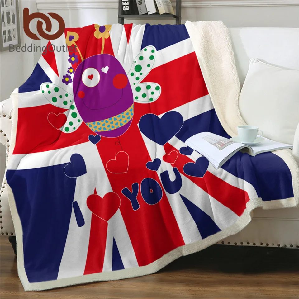 BeddingOutlet Флисовое одеяло из шерпы с флагом британское современное на кровать