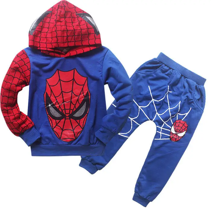 Синий Spider-man комплекты одежды для маленьких мальчиков; костюм для мальчиков; Весенний костюм Человека-паука; костюм для костюмированной вечеринки на Хэллоуин, карнавал, день рождения - Цвет: Синий