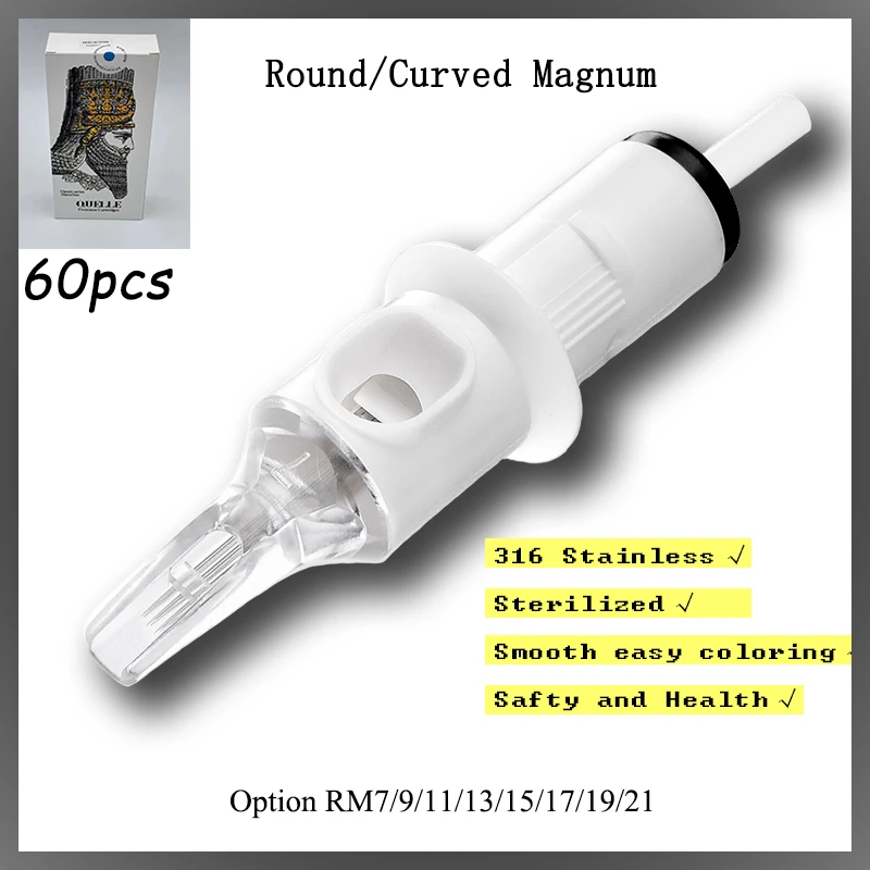 60 шт. татуировки RoundMagnum RM макияж картридж иглы подходит для машины приспособления