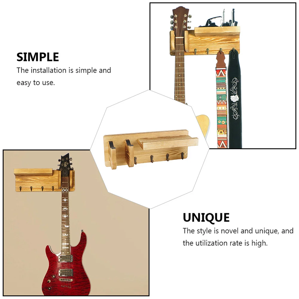 

1Pc Practical Guitar Wall Mounted Hook Simple Design Guitar Hanger (Wood Color)