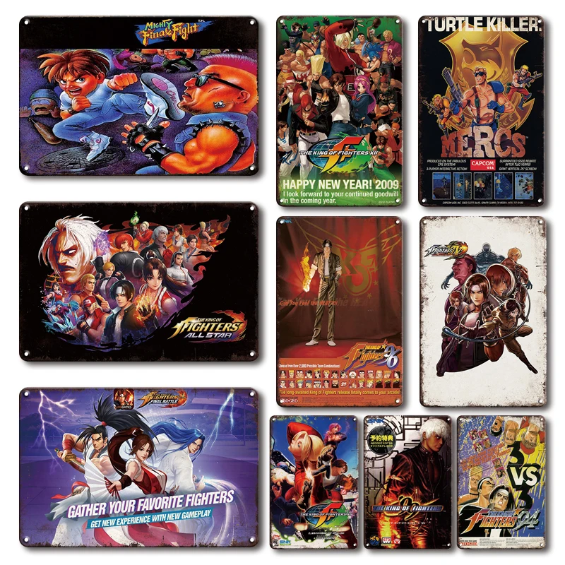 

Classic KOF Game Poster Tin Sign Vintage Gamer Room Decoration Metal Plate Retro King Of Fighters Art Wall Decor Plaques