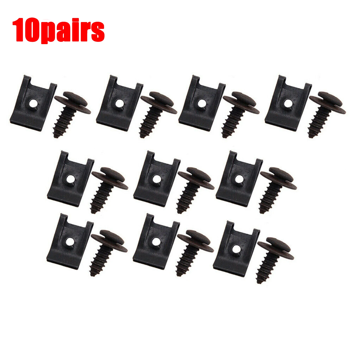 

10 Set U-type Clip Bumper Fender Metal Panel Trim With Screw Practical
