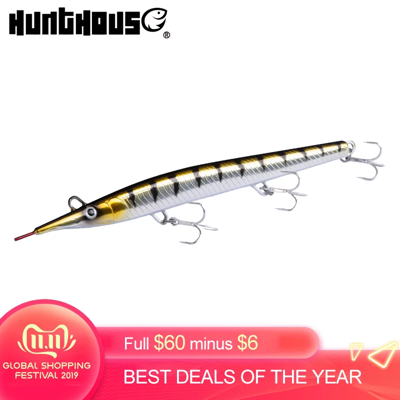 Hunthouse leurre stickbait игла карандаш морская жесткая приманка для рыбалки морской бас 140 мм/180 мм тонущий прыжок garfish sphyraena