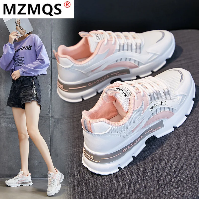 

Women's 2021 spring color matching casual shoes fashion lightweight sneakers thick-soled women's shoes breathable tennis shoes