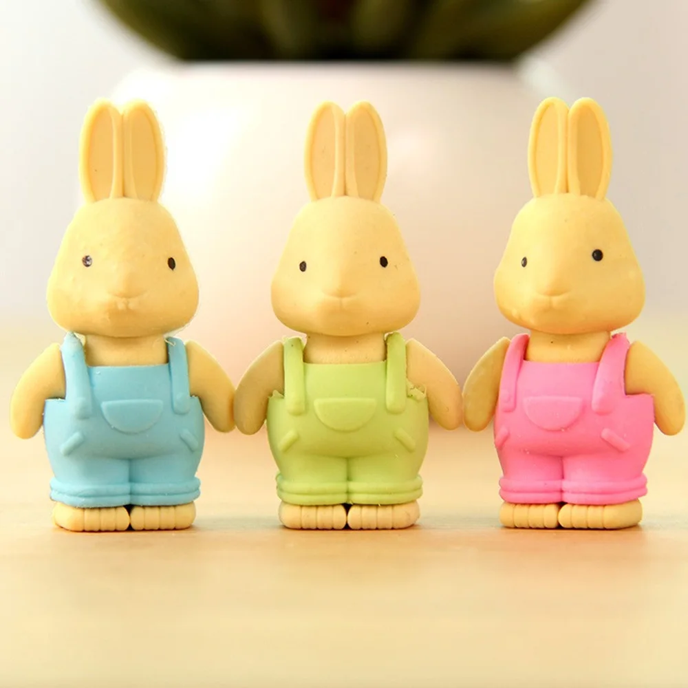

New Novelty Cartoon Simulation Lapin Mini Eraser Kawaii Rubber Rabbit Shape Eraser For Kids Students Office Stationery Supplies