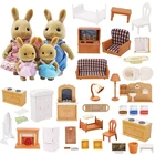 Набор мебели для спальни, кролик, животные, миниатюрные кукольные домики, кровати 1:12, игрушки для ролевых игр, подарок для девочек