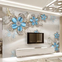 3d luxury european silk pearl flower murals wallpaper living room tv background wall cloth waterproof papel pintado pared