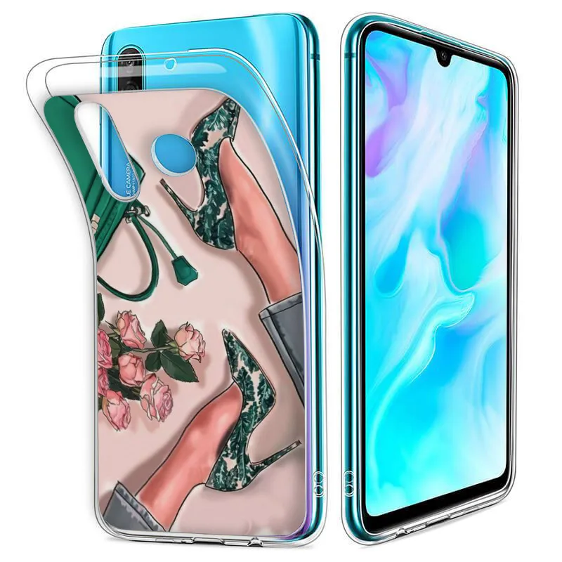 

Classy Girls Shoes Summer For Huawei Honor Mate 10 20 Nova P20 P30 P40 P Smart Soft Crystal Slim Protective Clear Case