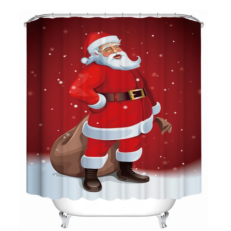 Рождественские занавески для ванной набор с принтом Санта Клауса лося