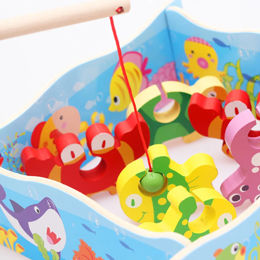 12 шт. деревянный набор для поделок игрушка рыбалки обучающая в виде рыбы подарок