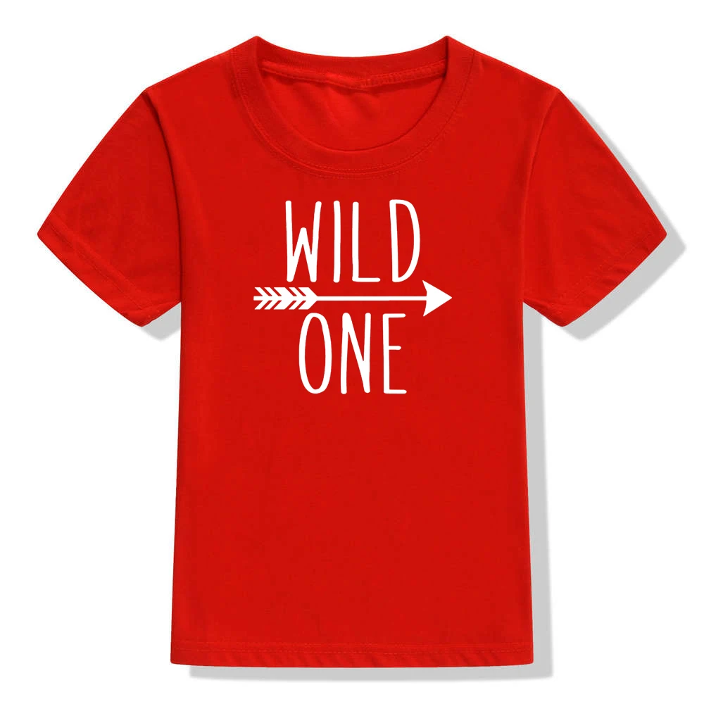 51J4-KSTRD- Wild One/детская футболка для первого дня рождения; Повседневная футболка для маленьких мальчиков и девочек; Детские забавные модные футболки с короткими рукавами; комплекты одежды - Цвет: 51J4-KSTRD-