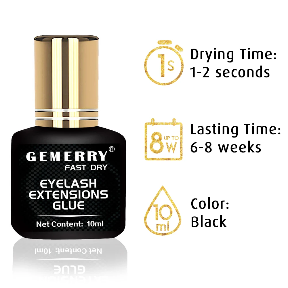 

1Pcs 10ml GEMERRY Eyelash Extensions Glue 3s Dry Time Eyelash Extensions Super Adhesive Make Up Tools