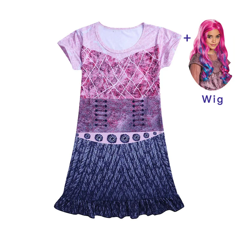 Dress-2 Add Wig Child Girls Cosplay Evie Dress 3D Printed Costume girl Halloween Costumes for Kids Fancy Party Kids Costume - Цвет: Dress-2 Add Wig