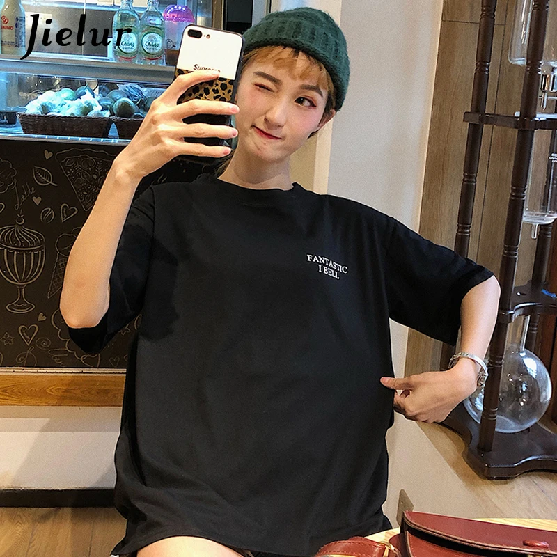 Jielur шикарно Футболка с принтом динозавра для женщин забавная Новинка обувь