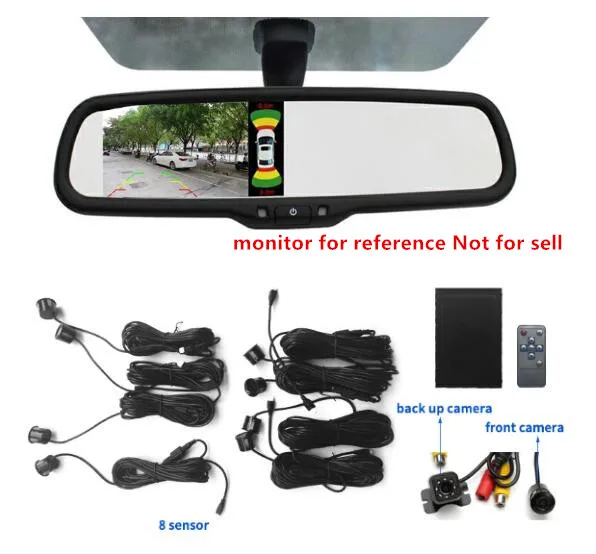 12 V Visible Automobiles video parking sensors security detector system with 8 blind spot sensor+ 2 H D wide camera led for BMW