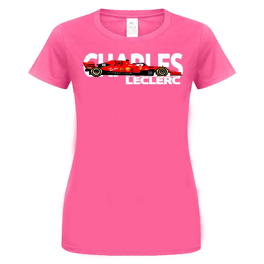 women pink Charles Leclerc-Feerrari Sf90 большая белая текстовая футболка красно-Черная Мужская-W. Slim Fit футболка - Цвет: women pink