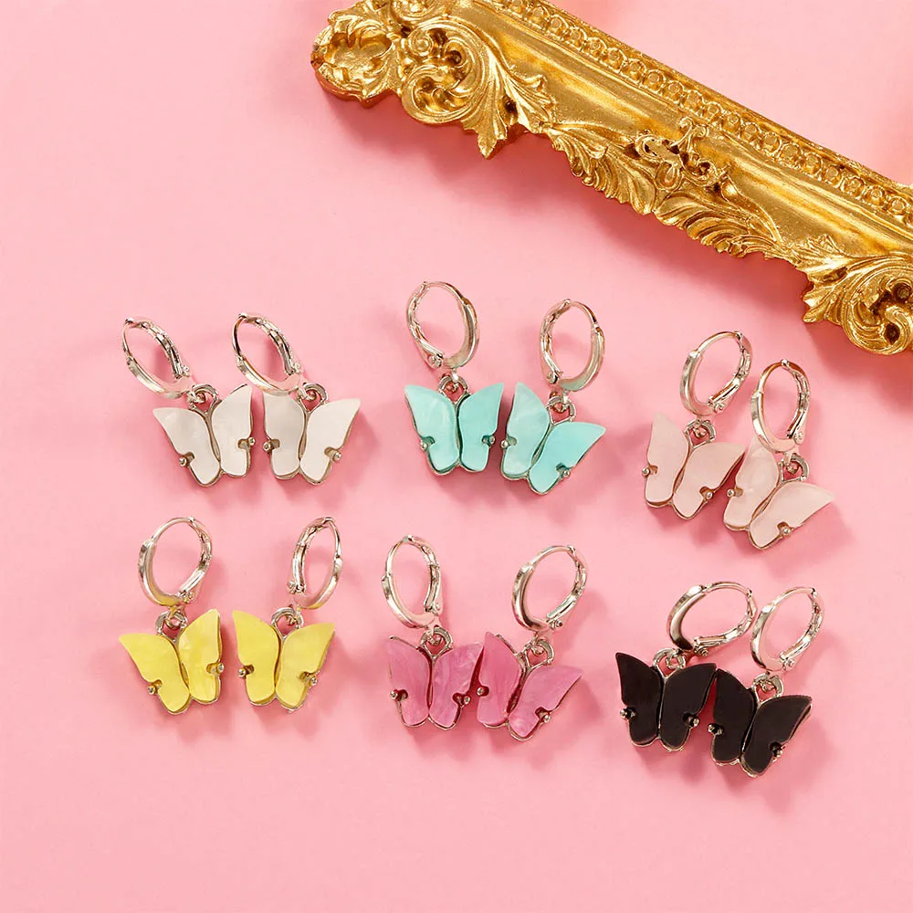 

Серьги женские акриловые в виде бабочек