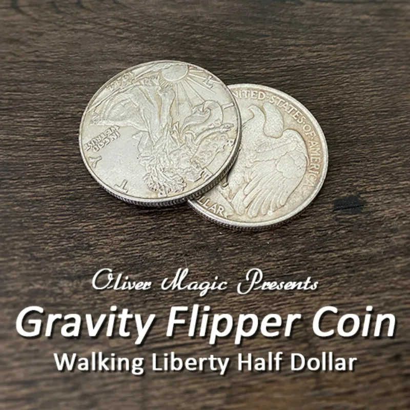 Gravity Flipper Coin (прогулочная свобода половина доллара) от Оливера Магия закрыть