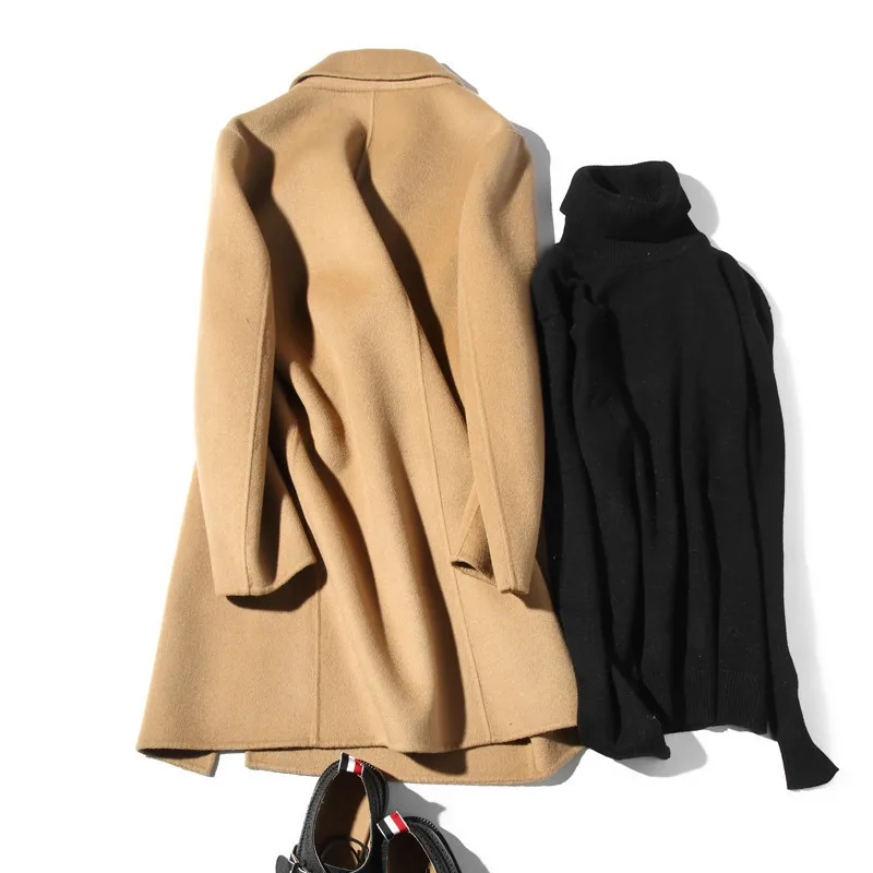 100% Шерстяное пальто ручной работы Двусторонняя Демисезонный длинная мужская