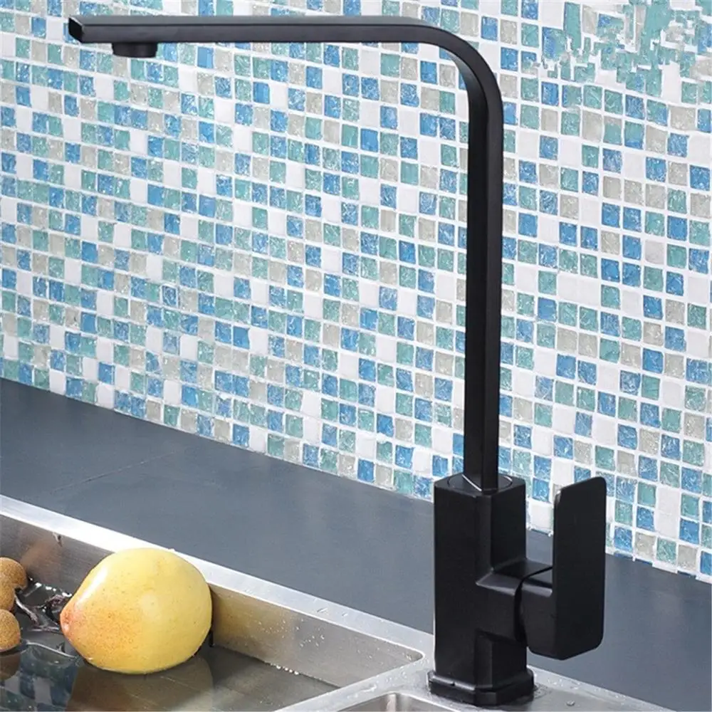

Modern Kitchen Sink Taps Mixer Single Lever Tap Square Mono Basin Brass Faucet