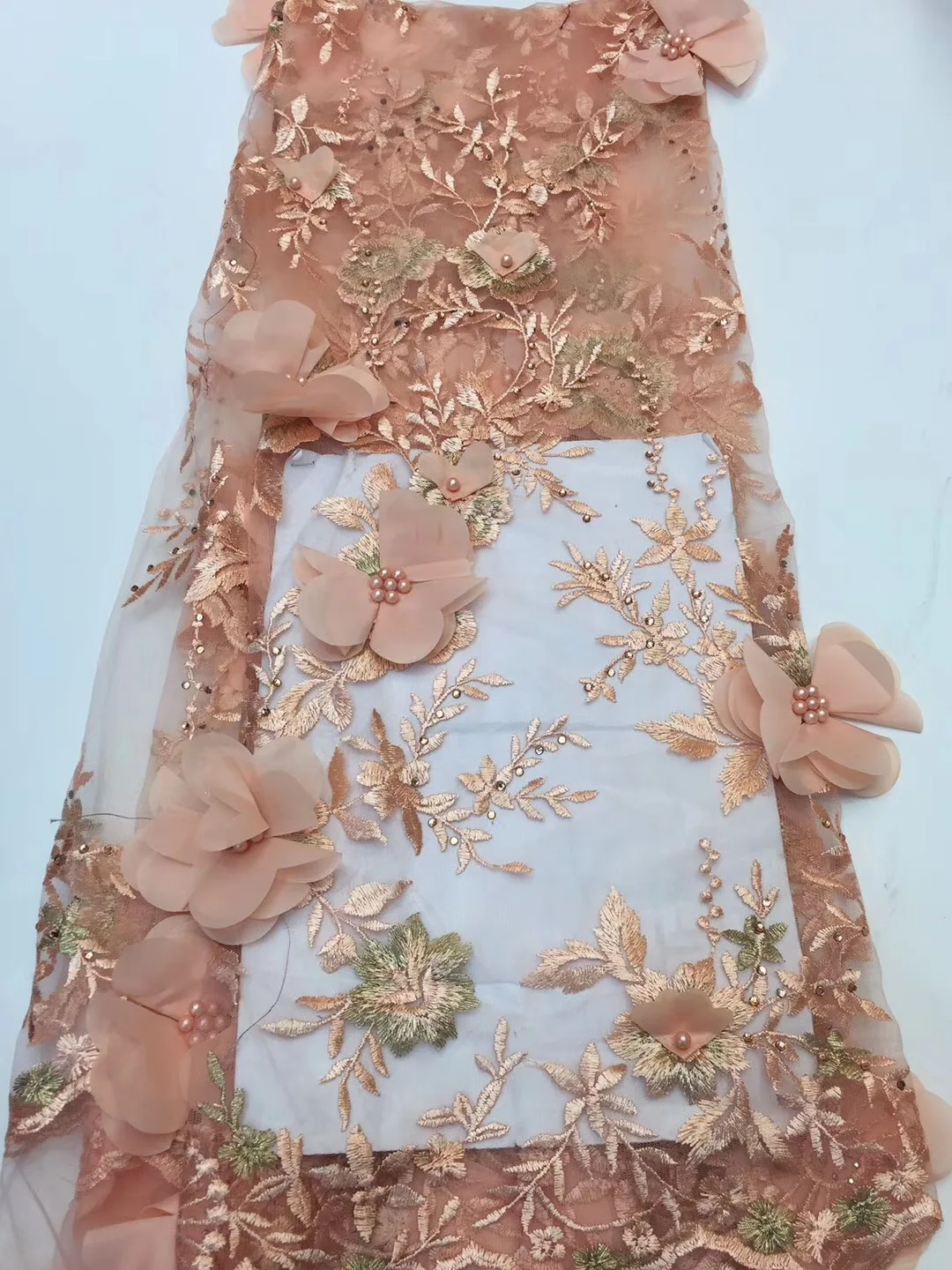 

Золотое нигерийское французское кружево ткань, африканская Тюлевая кружевная ткань, Высококачественная африканская 3D Цветочная кружевная...