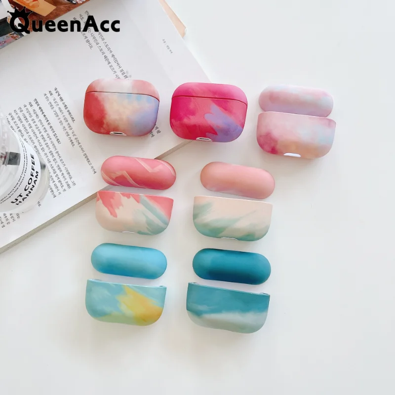 

QueenAcc Headset Case For Air pods Pro Gradient Color Protective Case Plastic Hard Shell Earphone Charging Cover For Air pod pro