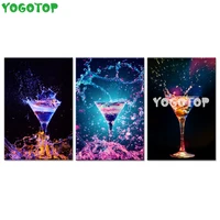 colorful cocktail in glass with splash 3 pieces diy diamond painting mosaic rhinestone full diamond embroidery wall decor ml1565