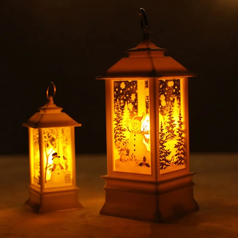 

1Pc Christmas Lantern Light Santa Snowman LED Flame Lights Merry Christmas Decoration Lamp Hanging For Home Party New Year Decor