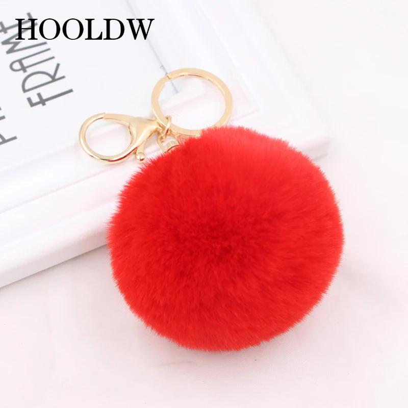 HOOLDW новинка пушистый мех помпон брелки мягкий искусственный Рекс кролика мяч