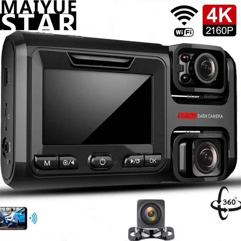 360 ° three-channel and dual-channel driving recorder with WIFI Sony night vision dual lens and rear view lens portable camera