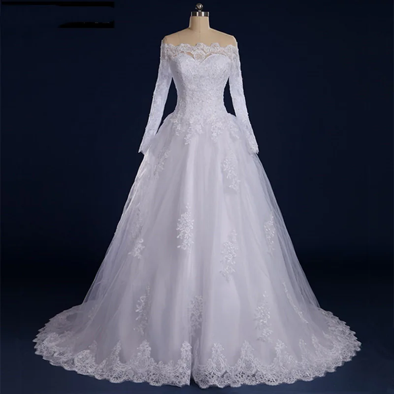 

Quinceanera Princess Long Sleeve Wedding Dresses Luxury Brilliant Ball Gown Vestido De Noiva Modest Elegant Engagement Dress