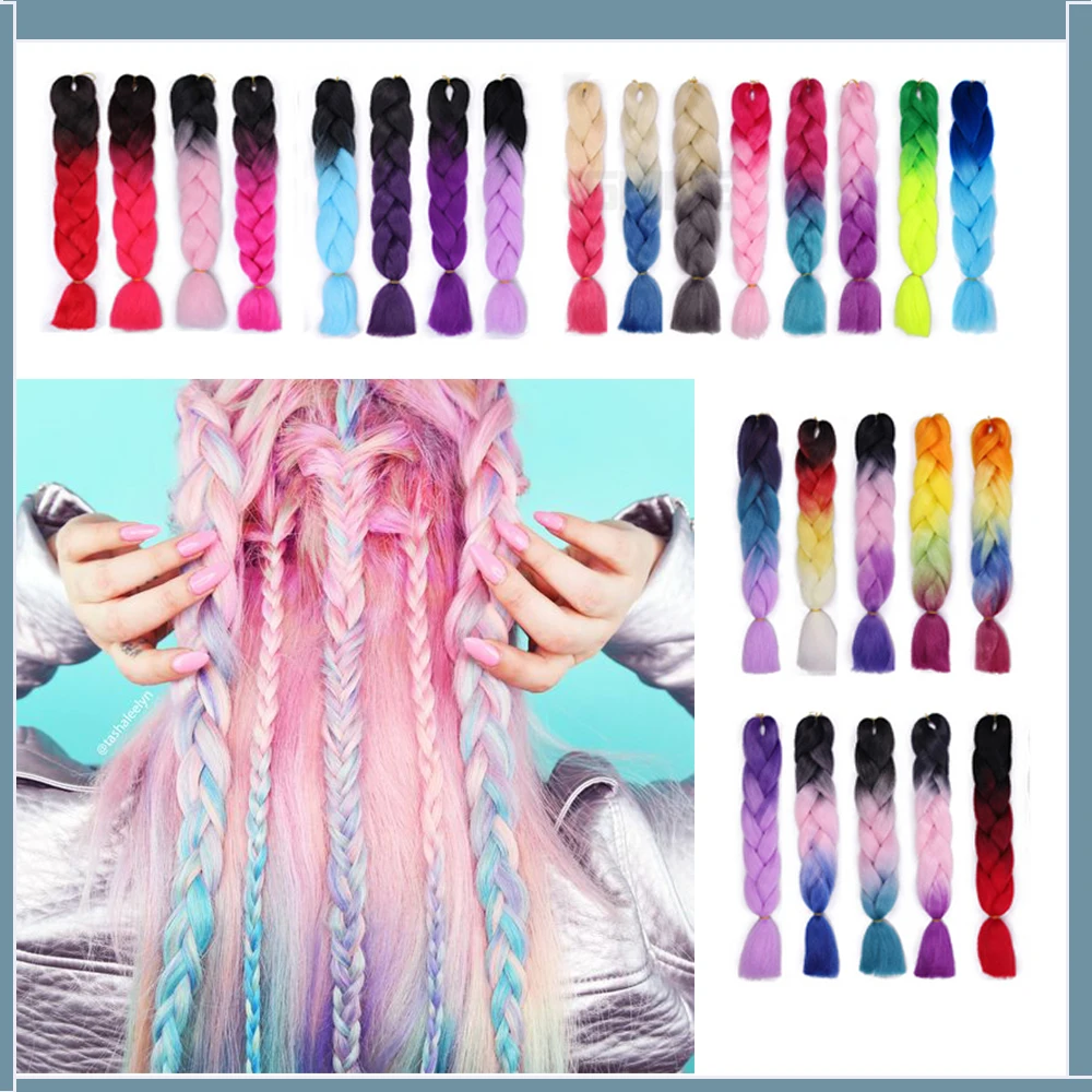 24 дюйма джамбо коса синтетические волосы для наращивания вязания крючком