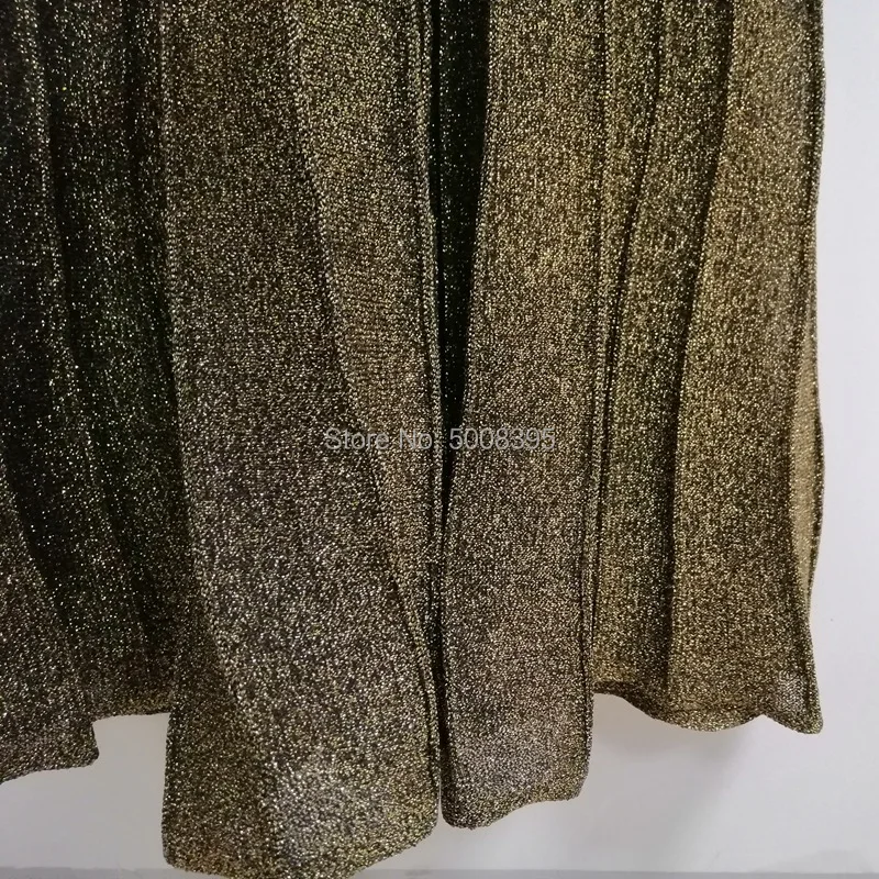 Женское трикотажное платье средней длины эластичное модное золотого и медного