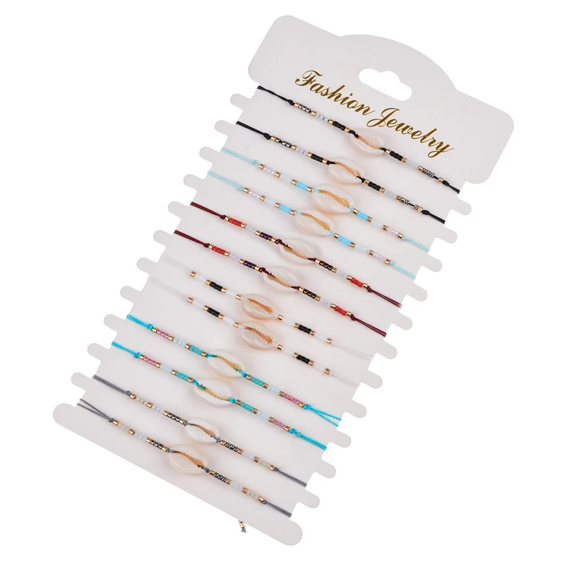 12 шт./компл. цветные бусины шармы браслеты модные ракушки пляжные ювелирные