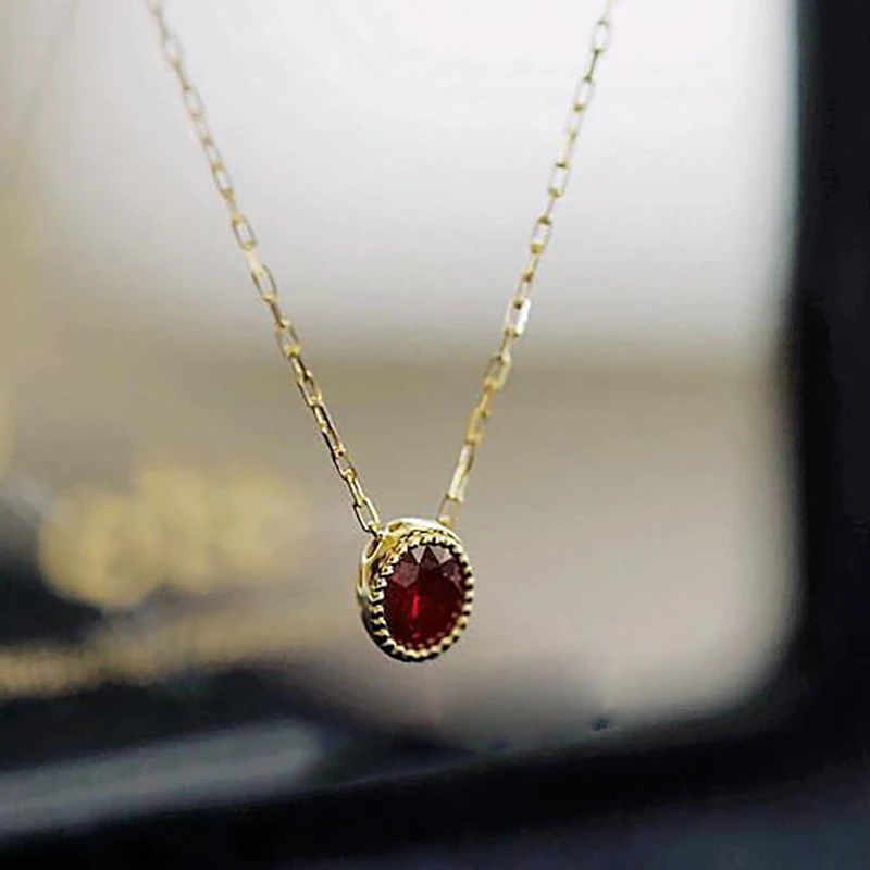 

Designer's unique creative silver inlaid garnet necklace pendant Chinese style retro compact charm ladies brand silver jewelry