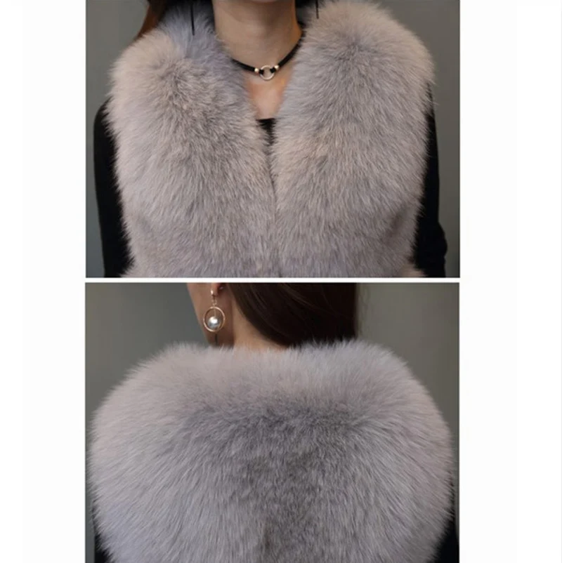 Женский Длинный жилет из искусственного меха безрукавка лисьего модный на осень