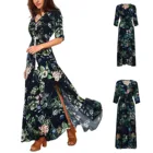 Женское платье-макси с цветочным принтом, летнее пляжное праздничное платье с разрезом, шифоновое длинное платье с цветочным принтом и кисточками