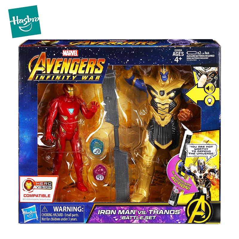 Экшн фигурка Hasbro Marvel Мстители 3 Железный человек VS танос бэттель набор