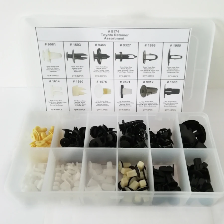 

146 pcs Car Fender Door Bumper Fastener Clips Automotive Trim Push Retainers Assortment For Toyota