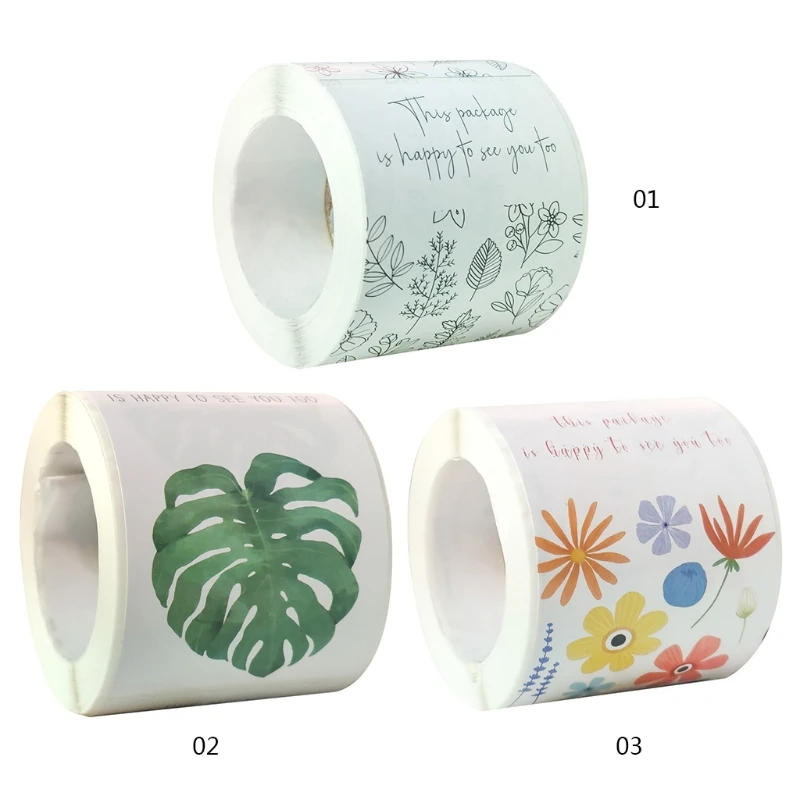 

Gift Seal Label Stickers Roll Colorful Floral Thank You Gift Box Sealing Labels