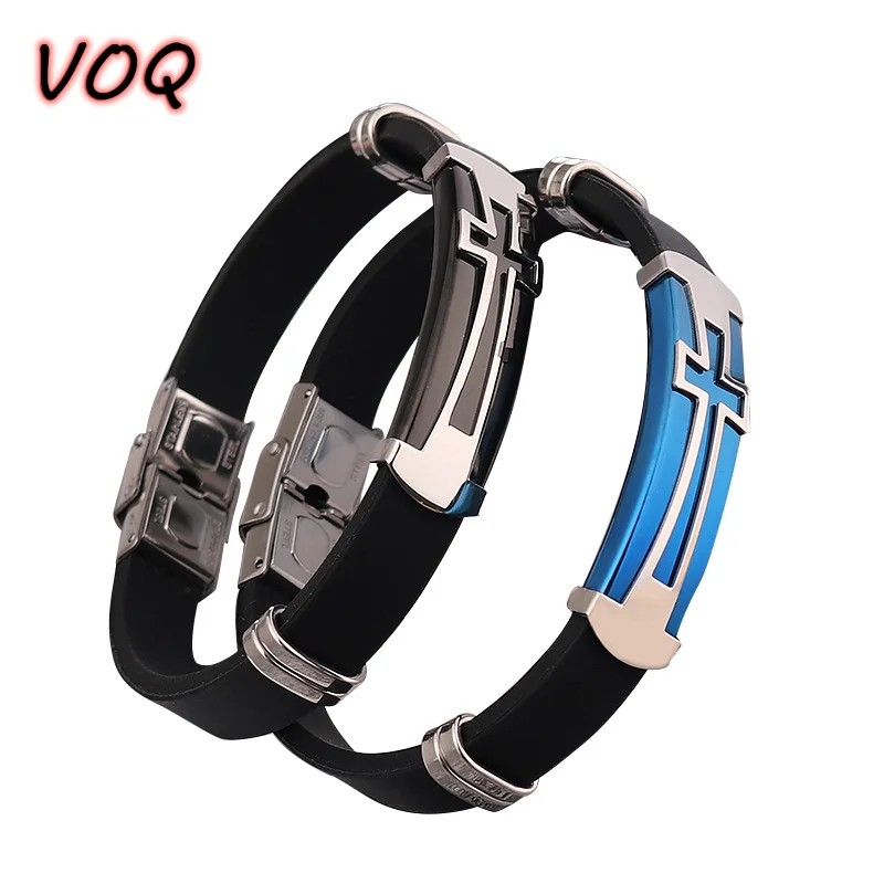 VOQ 2021 новый модный Титановый стальной очаровательный силиконовый браслет крест