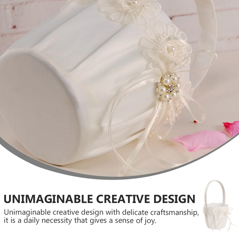 

Hand-woven Flower Basket Elegant Lace Basket Wedding Ornament Basket