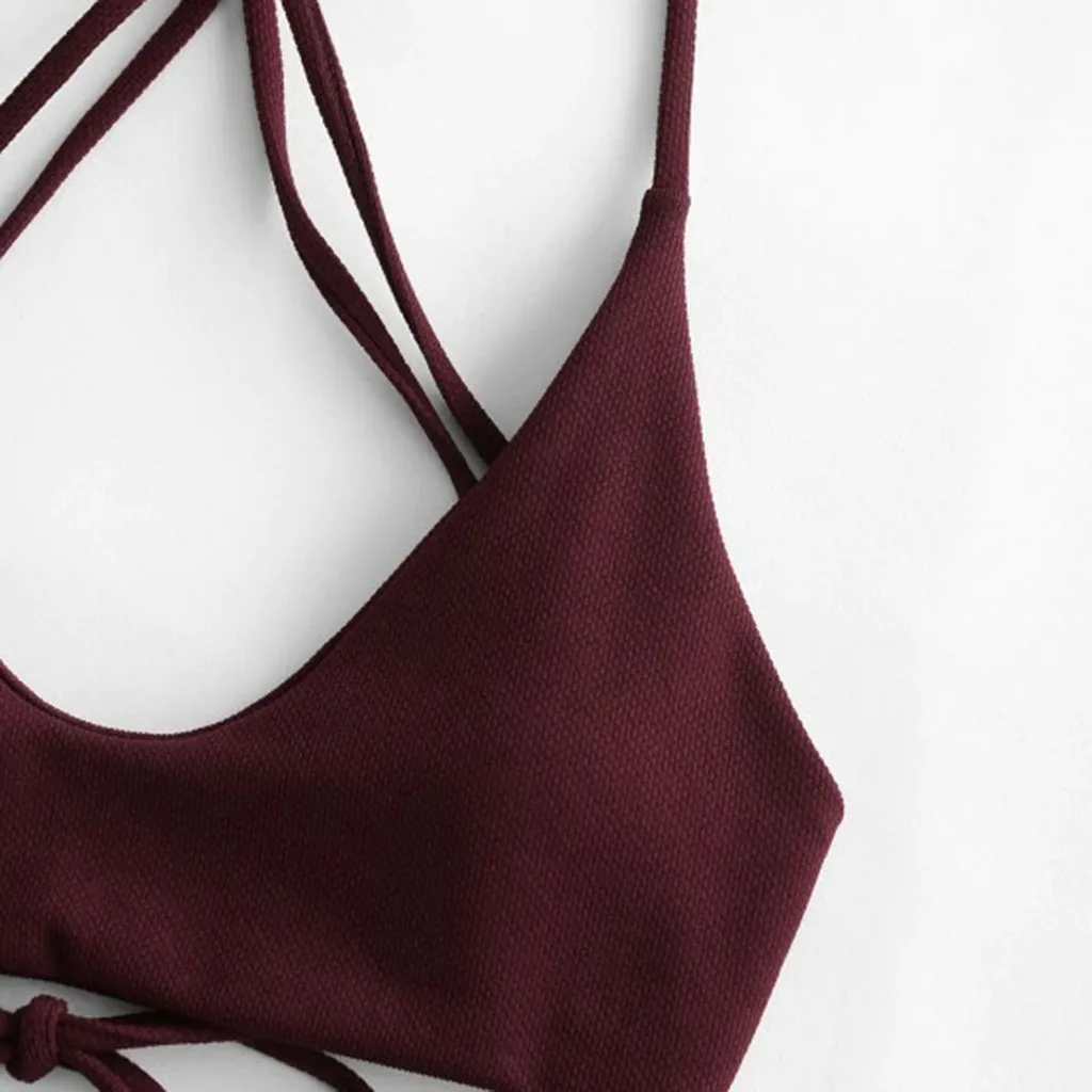 Летний женский сексуальный бандажный бразильский комплект бикини топ стринги