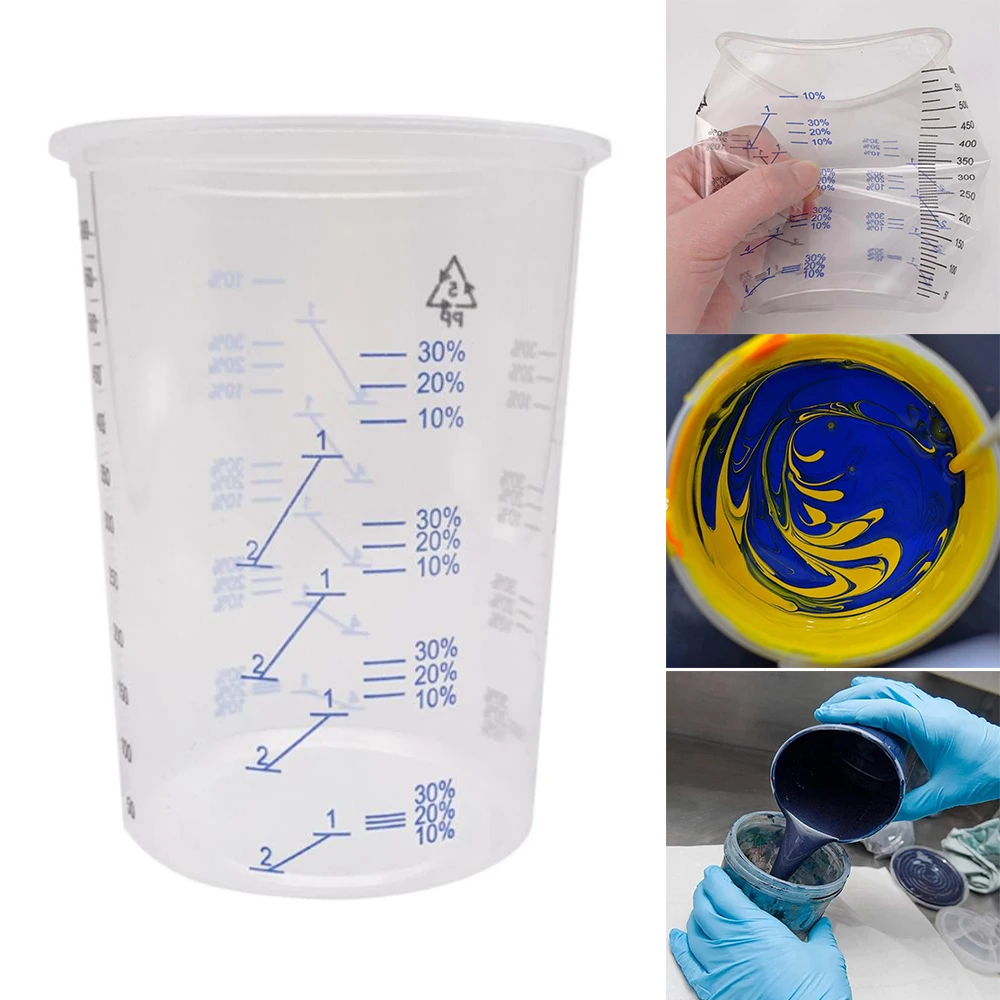 

5Pcs Disposable Clear Graduated Plastic Mixing Cups For Paint UV Resin Epoxy 20 Oz 600ml Measuring Ratios DIY Make Up Tools
