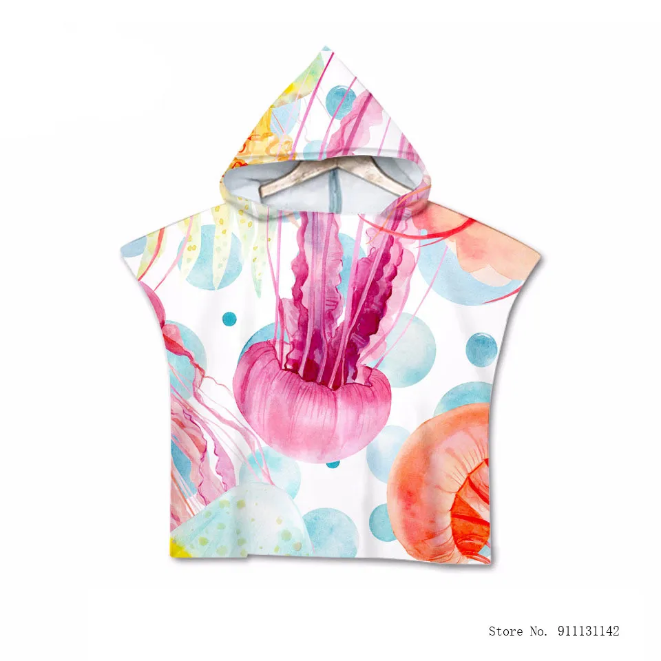 3D милые глубоководных существ детская водяной бане моды плащ с капюшоном