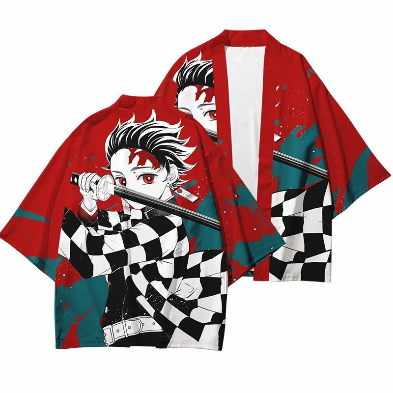 

Women/Men Summer Casual Cool Streetwear Demon Slayer Kimetsu no Yaiba 3D Printing Japanese Anime Kimono Haori Yukata Cosplay