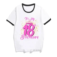 harajuku kawaii clothes for girls its my 14th 19th birthday gift crown graphic print tee shirt femme pink princess tshirt women